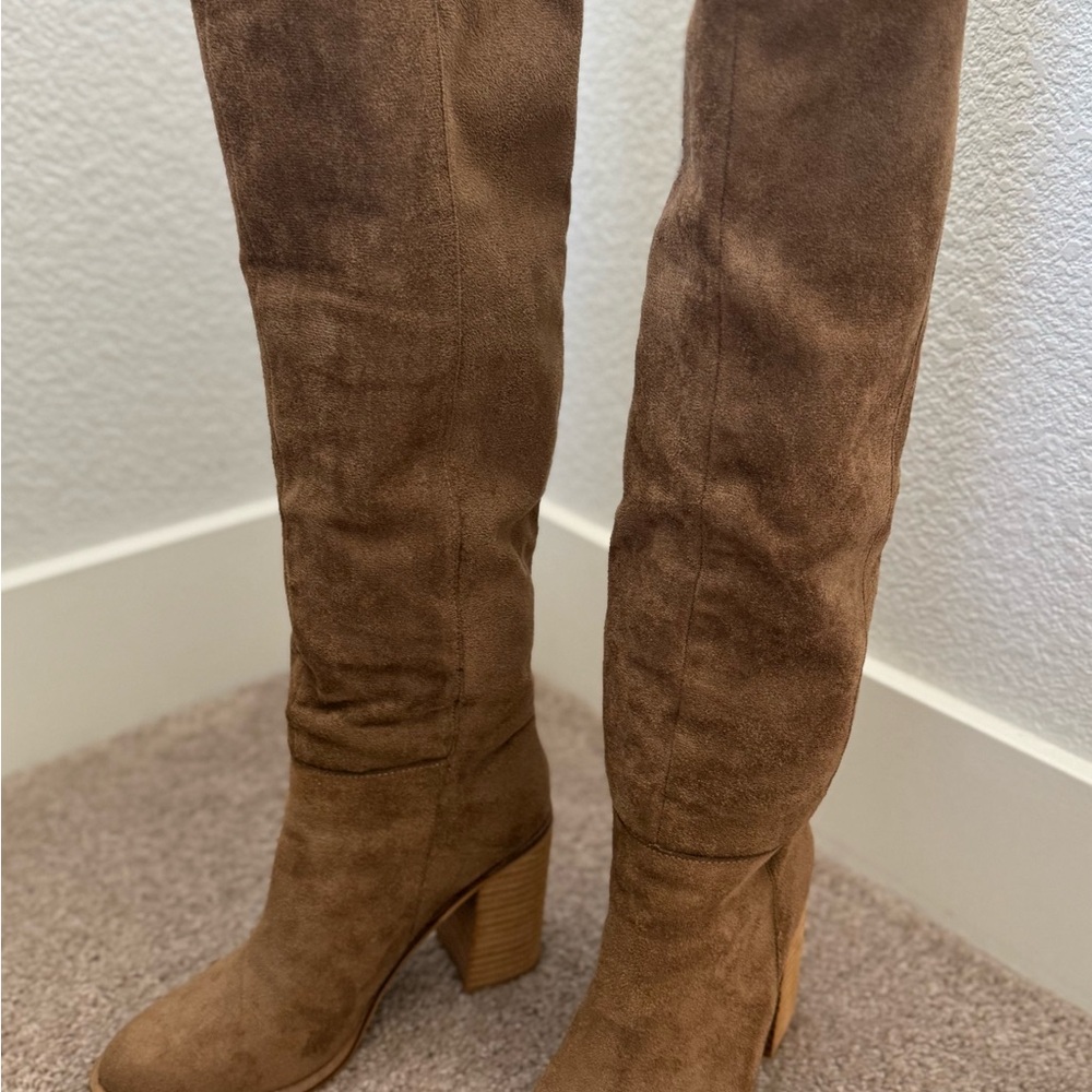Elegant Tan Over the Knee Boots